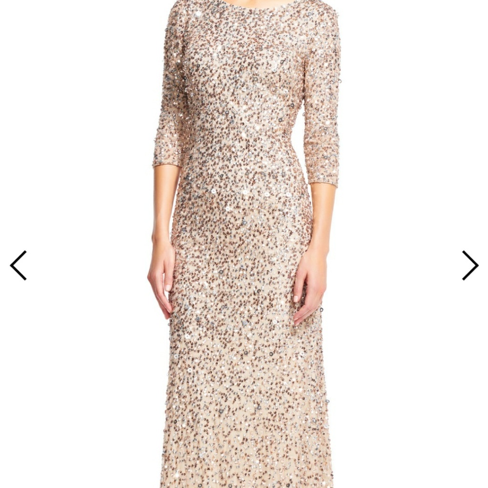 Adrianna Papell three quarter sleeve sequin dress